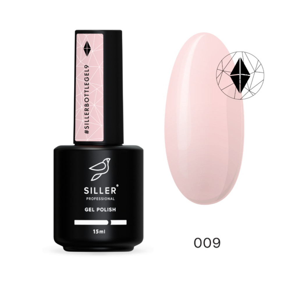 Гель Siller Professional Bottle Gel 009 з пензликом. абрикосово рожевий. 15 мл