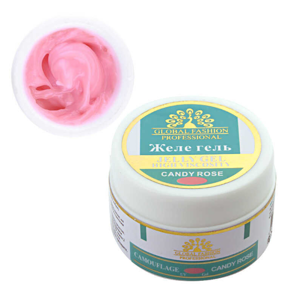 Гель-желе Global Fashion Gele Builder Gel Candy Rose, рожевий, 15 г