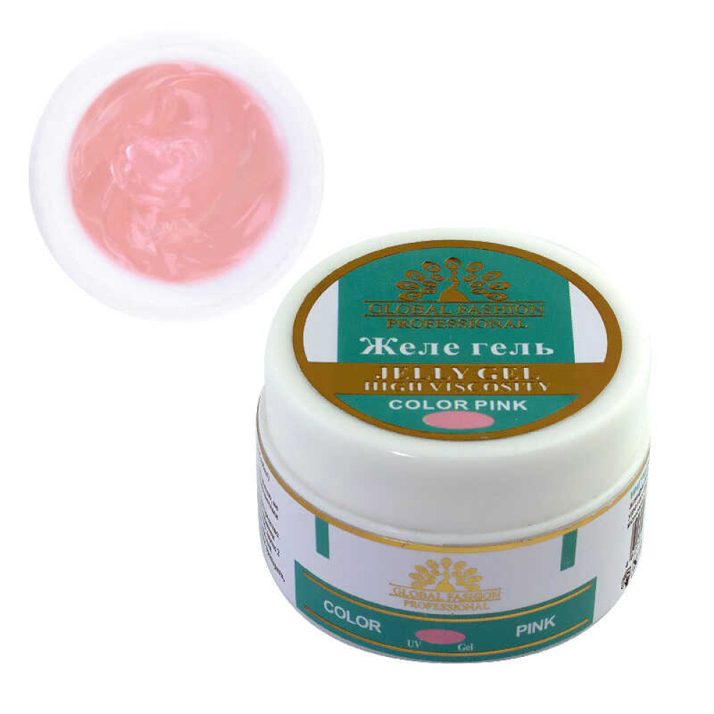 Гель-желе Global Fashion Gele Builder Gel Pink, рожевий, 15 г