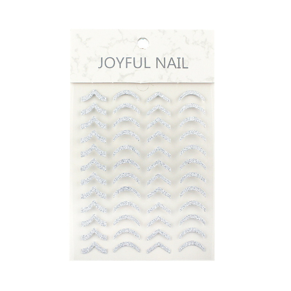 Гибкая лента для ногтей Joyful Nail светоотражающая, лунки, цвет серебро