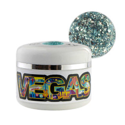 Глітерний гель-лак Yo nails Vegas V 4 м'ятне срібло, блискітки, 5 мл