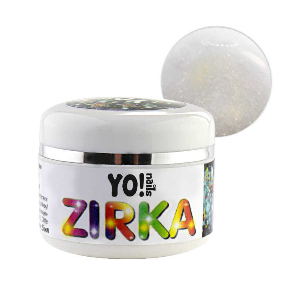 Глиттерный гель-лак Yo nails Zirka Galaxy, серебристые мелкие блестки, 5 мл