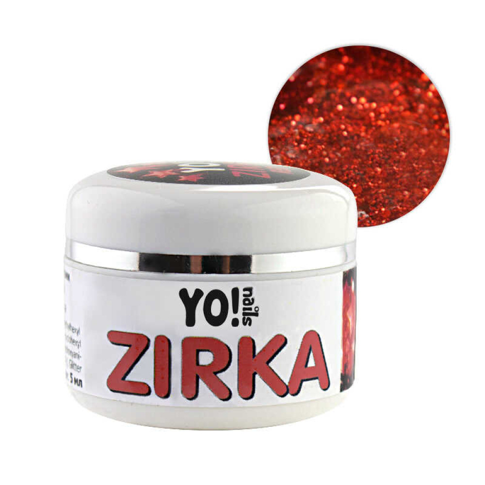 Глиттерный гель-лак Yo nails Zirka Red, красные блестки и конфетти, 5 мл