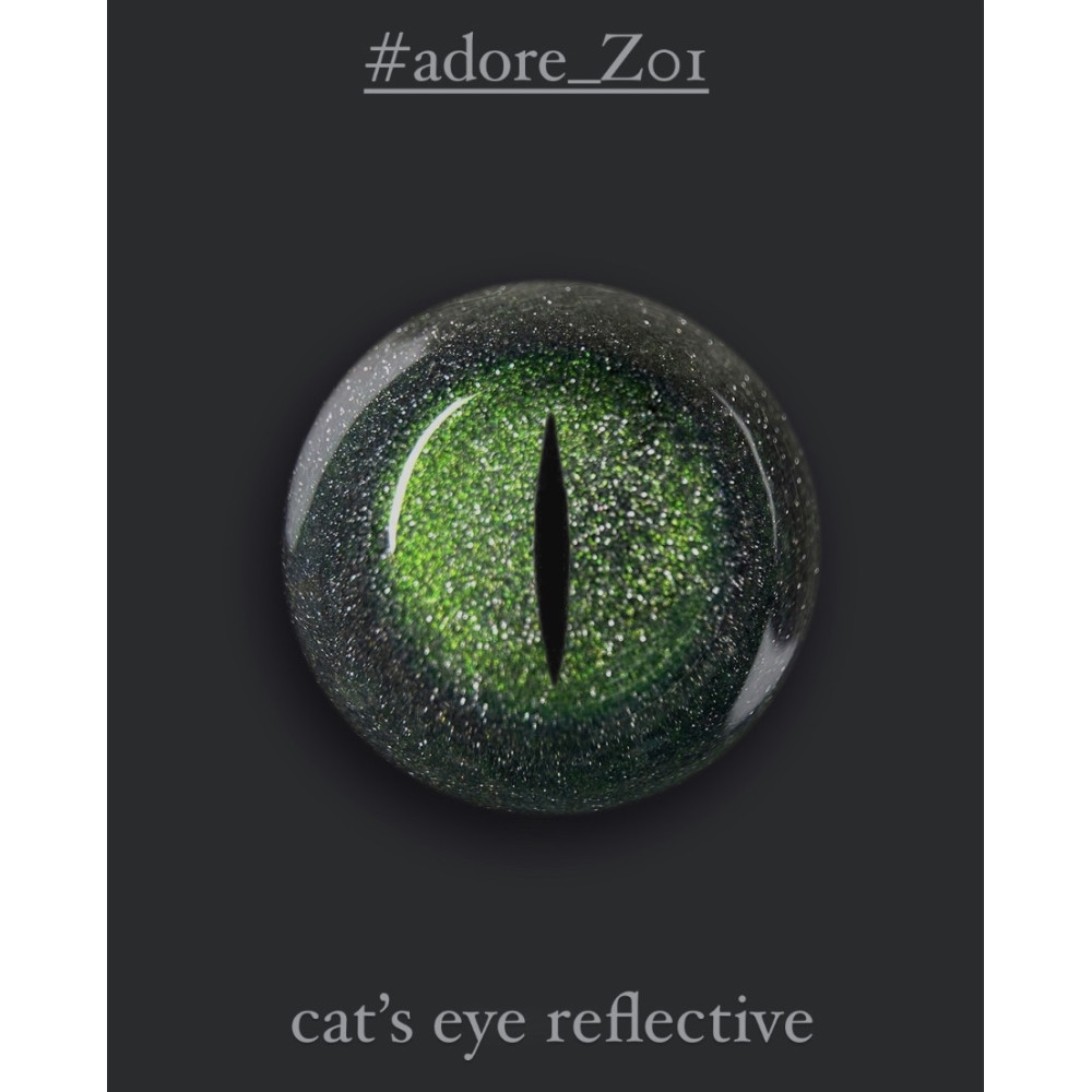 Гель-лак Adore Professional Cats Eye Reflective Z-01 зеленый с серебристо-золотистыми переливами светоотражающий 7.5 мл