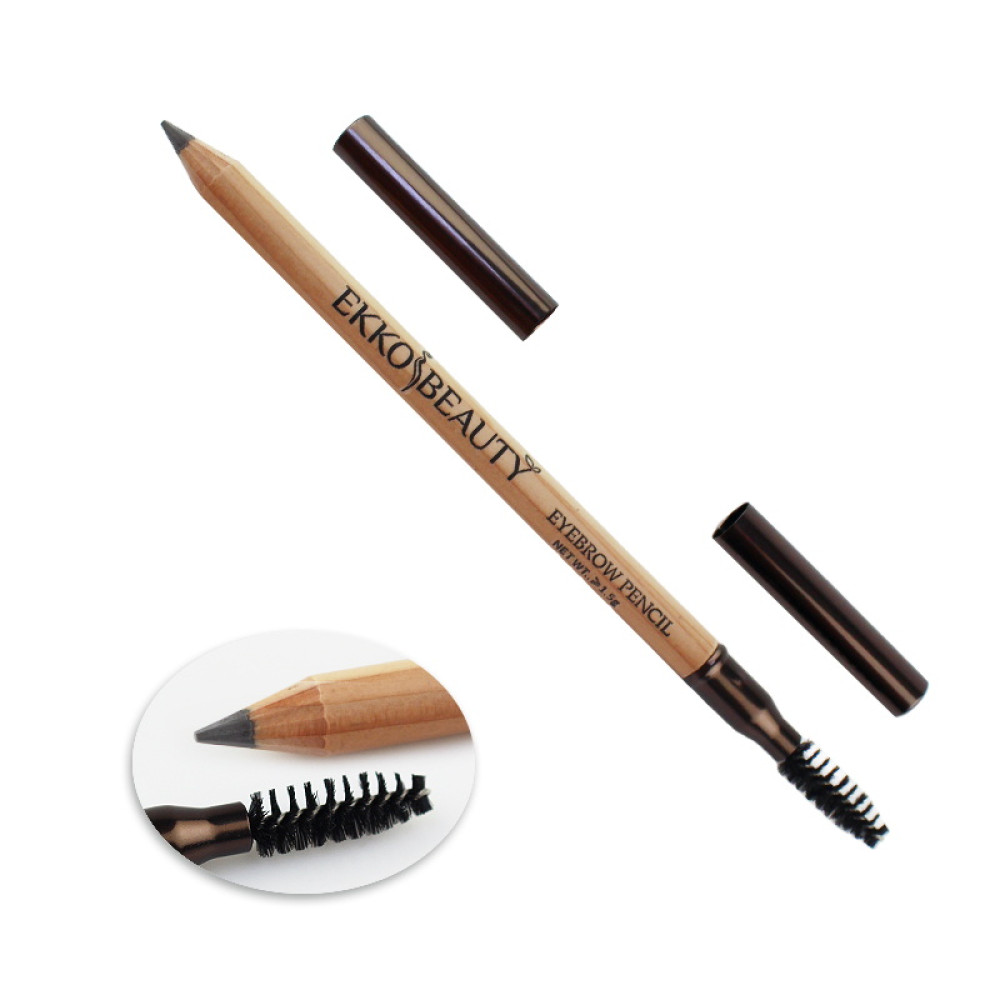 Карандаш для бровей EkkoBeauty Eyebrow Pencil Dark Brown со щеточкой. темно-коричневый. 1.5 г