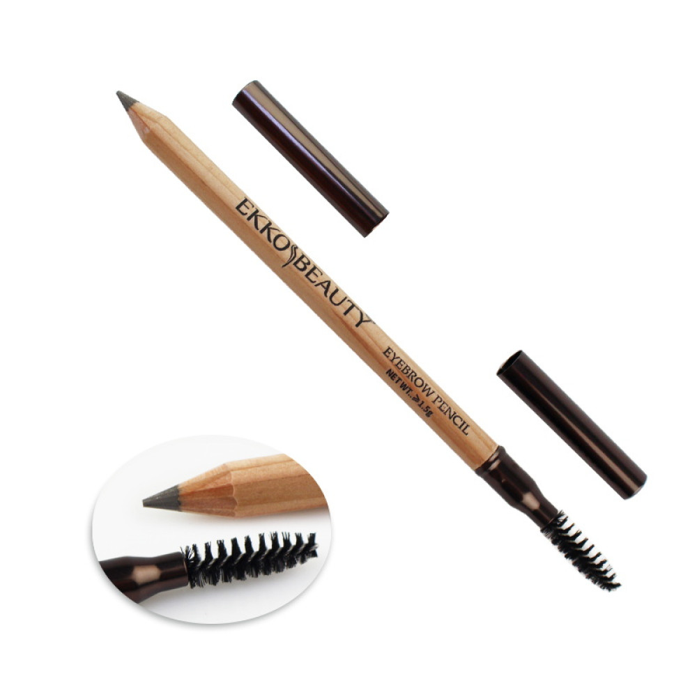 Олівець для брів EkkoBeauty Eyebrow Pencil Grey Brown зі щіточкою. сіро-коричневий. 1.5 г
