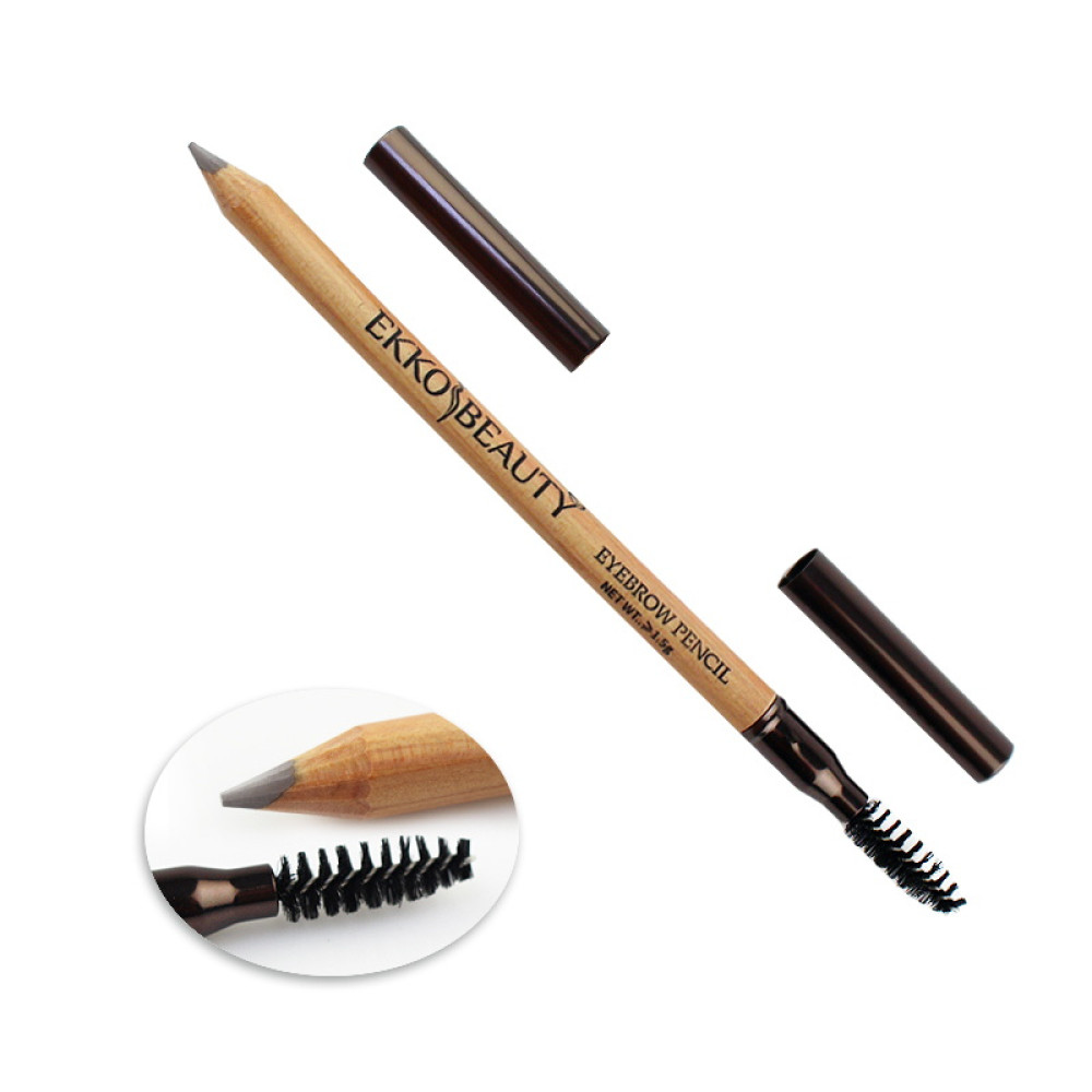 Карандаш для бровей EkkoBeauty Eyebrow Pencil Medium Brown со щеточкой, средне-коричневый, 1,5 г