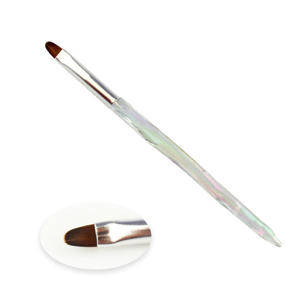 Кисть для геля mART 08, овальная, искусственный ворс, жемчужная ручка