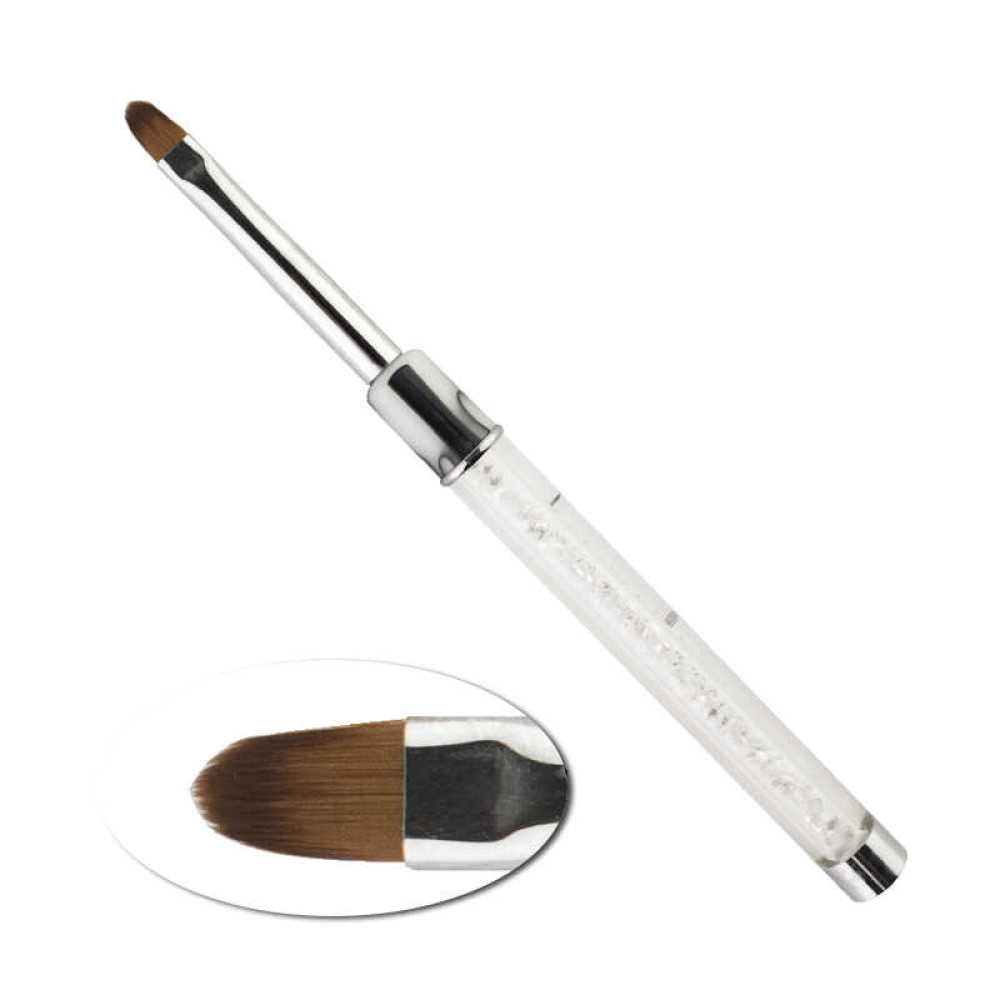 Пензель для гелю Starlet Professional № 7 зі стразами, овальний, штучний ворс