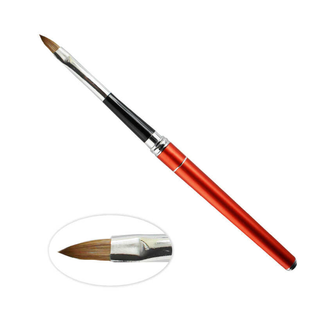 Кисть-трансформер для акрила YRE Nail Art Brush № 4, моделирующая, искусственный ворс, красная