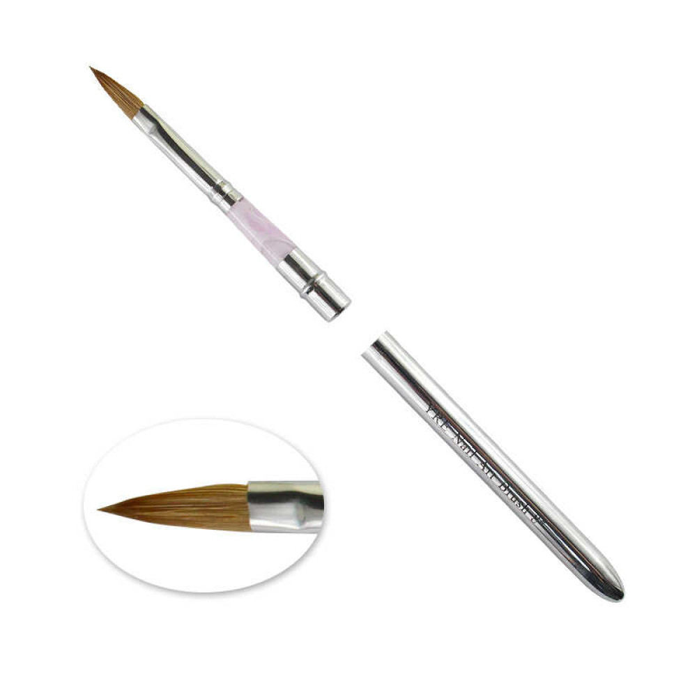 Кисть-трансформер для акрила YRE Nail Art Brush № 8, моделирующая, искусственный ворс, серебристая