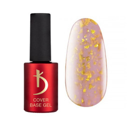 База камуфлююча для гель-лаку Kodi Professional Cover Base Gel Flake 09. пастельний рожевий із золотистими часточками. 7 мл