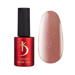 База камуфлююча для гель-лаку Kodi Professional Cover Base Gel Flake 17. рожево-бежевий з дрібними золотистими глітерними часточка