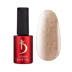 База камуфлююча для гель-лаку Kodi Professional Cover Base Gel Flake 18. світло-бежевий з дрібними золотистими глітерними часточка