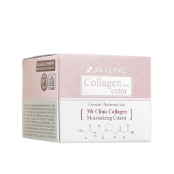 Крем для обличчя 3W Clinic Collagen Extra Moisturizing Cream зволожуючий з морським колагеном та гіалуроновою кислотою. 60 мл