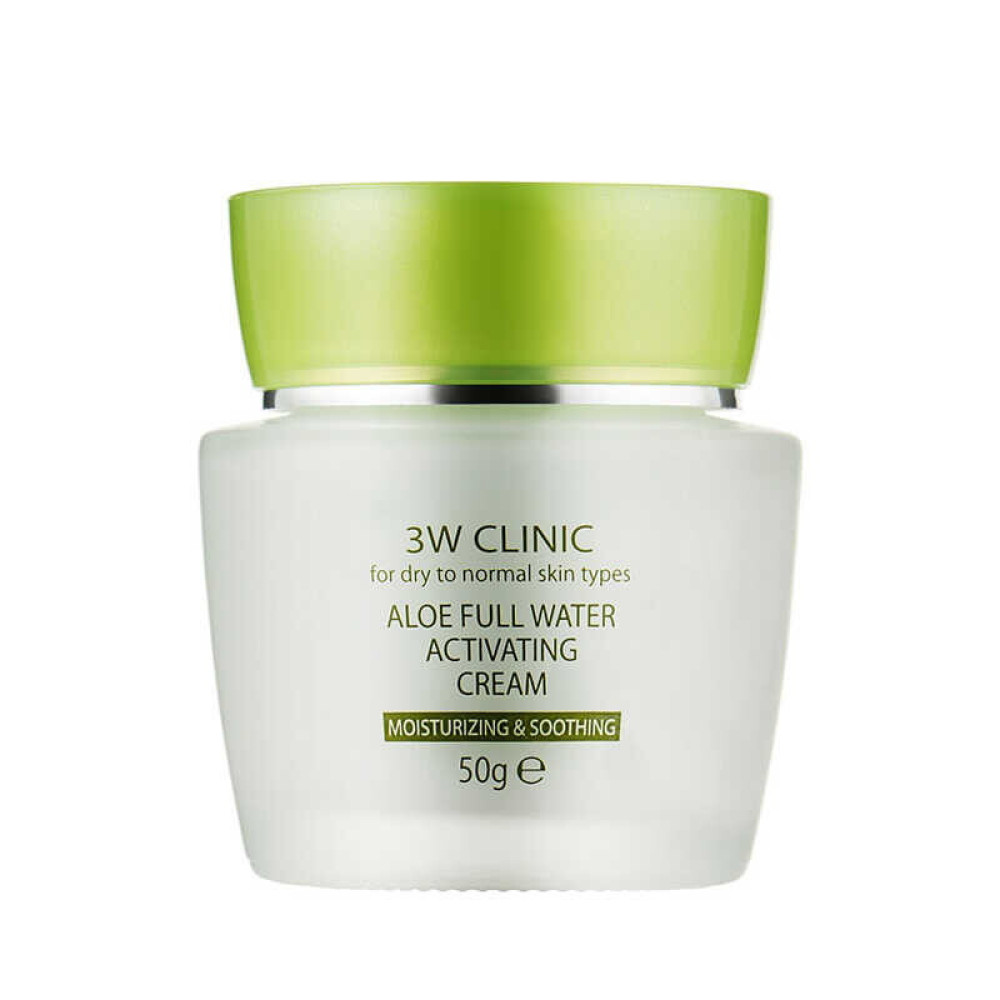 Крем для лица 3W Clinic Aloe Full Water Activating Cream увлажняющий с экстрактом алоэ, 50 мл