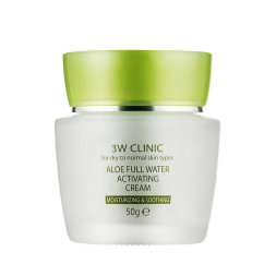 Крем для лица 3W Clinic Aloe Full Water Activating Cream увлажняющий с экстрактом алоэ. 50 мл