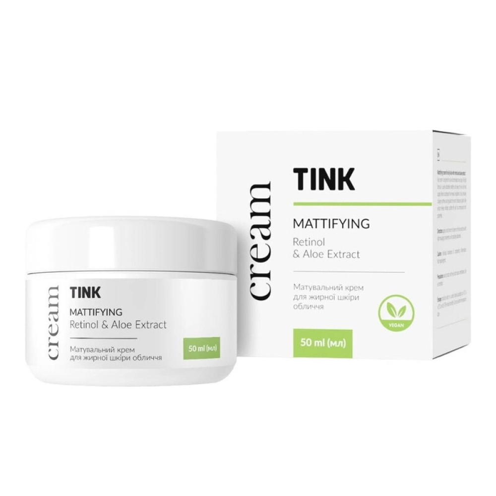 Крем для лица Tink Mattifying Cream матирующий для жирной кожи с ретинолом и экстрактом алое. 50 мл