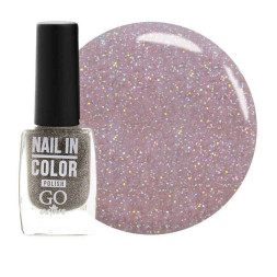 Лак для ногтей Go Active Nail in Color 025 цветные переливающиеся микроблестки на розово-прозрачной основе. 10 мл