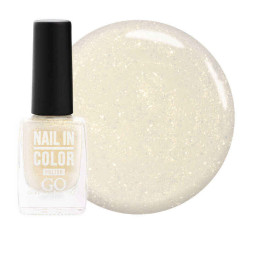 Лак для ногтей Go Active Nail in Color 029 молочно-прозрачный с золотистой и переливающейся слюдой. 10 мл