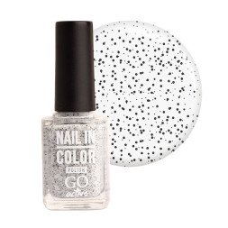 Лак для ногтей Go Active Nail in Color 064 белый с черными точками. 10 мл