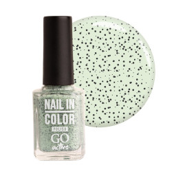Лак для ногтей Go Active Nail in Color 065 молочно-салатовый с черными точками. 10 мл