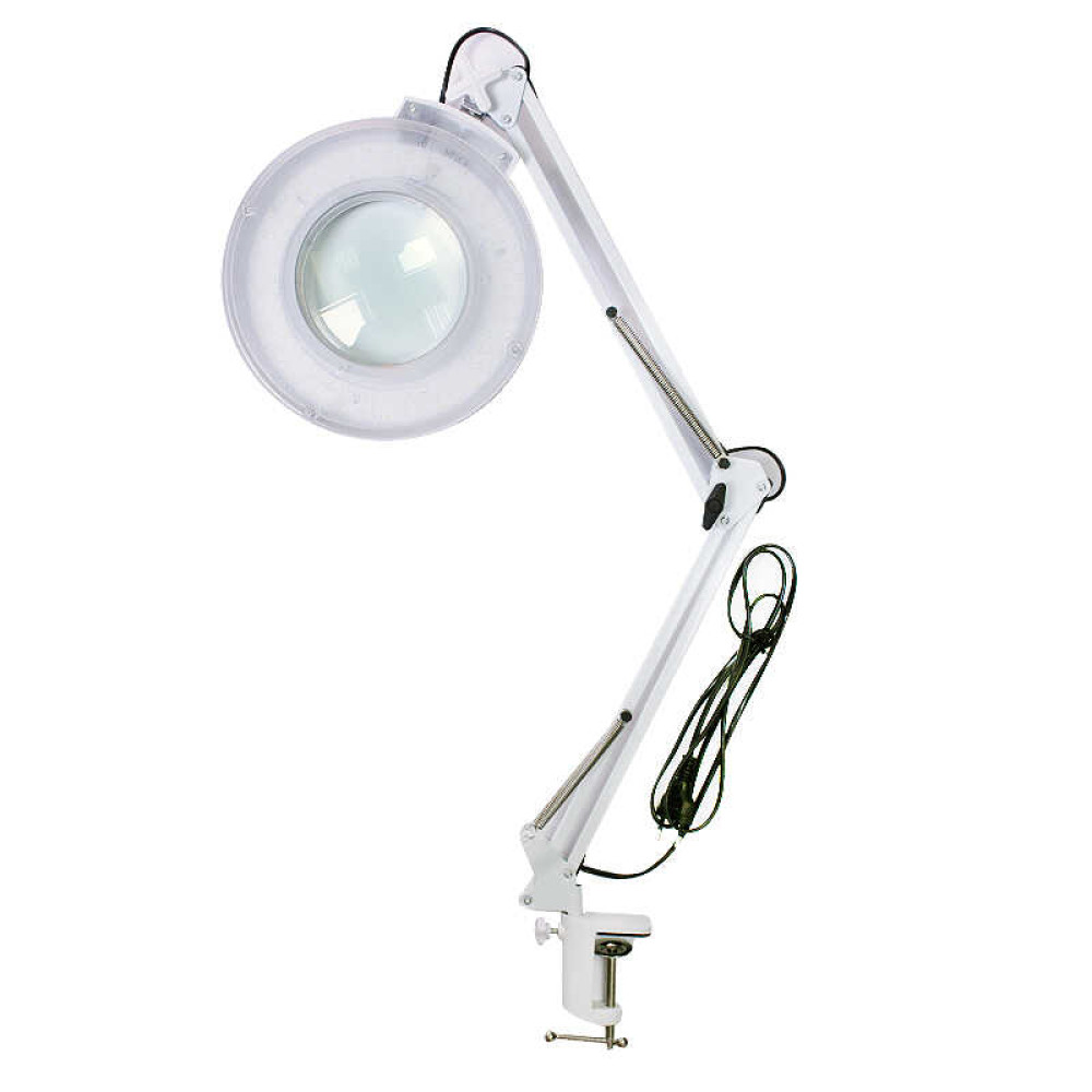 Лампа-лупа настільна LED SP 34 зі струбциною. 3-5 діоптрій. d=23 см. колір білий