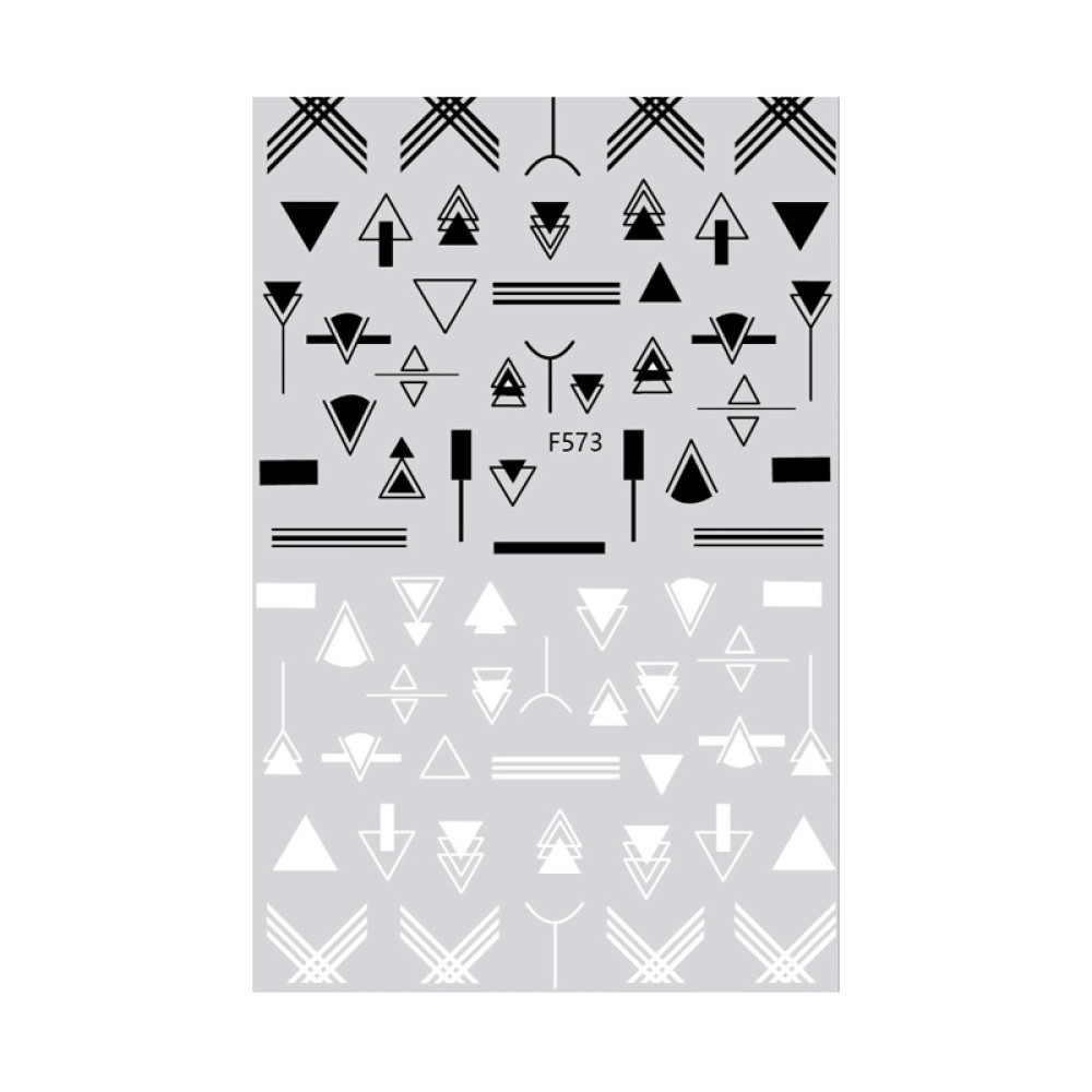 Наклейка для нігтів mART Nail Sticker F573 Геометричні фігури та лінії. колір чорний та білий