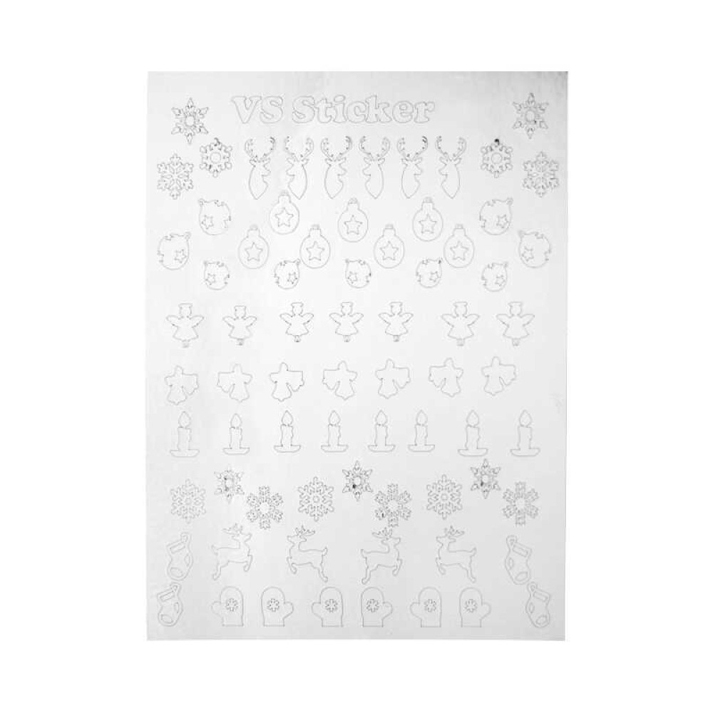 Металлизированные наклейки № 64 снежинки. олени. варежки. цвет серебро