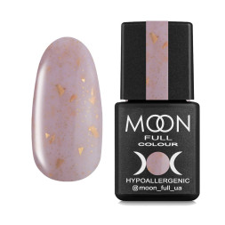 База каучуковая для гель-лака Moon Full Leaf Rubber Base 03. розовый с поталью. 8 мл