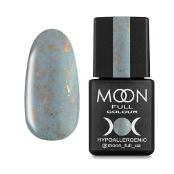 База каучуковая для гель-лака Moon Full Leaf Rubber Base 04. голубой с поталью. 8 мл