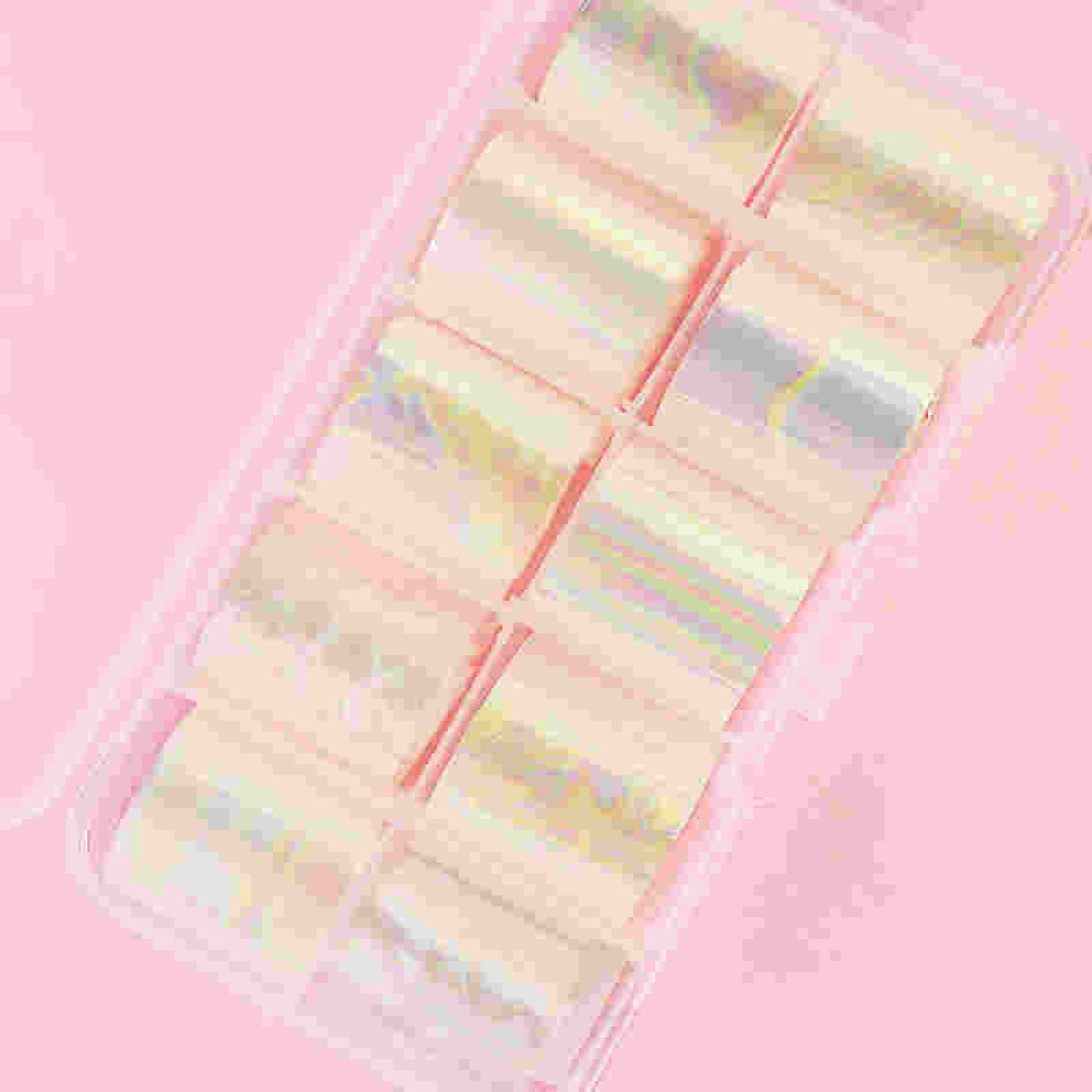 Набор переводной фольги для ногтей 2х90 см. 10 видов. цвет перламутр