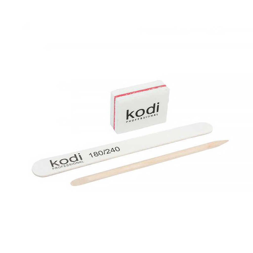 Набор для ногтей одноразовый Kodi Professional пилка 180/240, баф, апельсиновая палочка