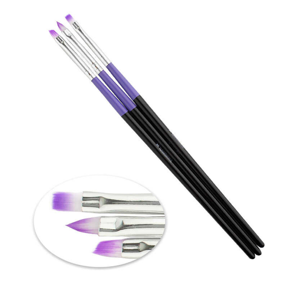 Набір пензлів для гелю Starlet Professional, 3 шт.