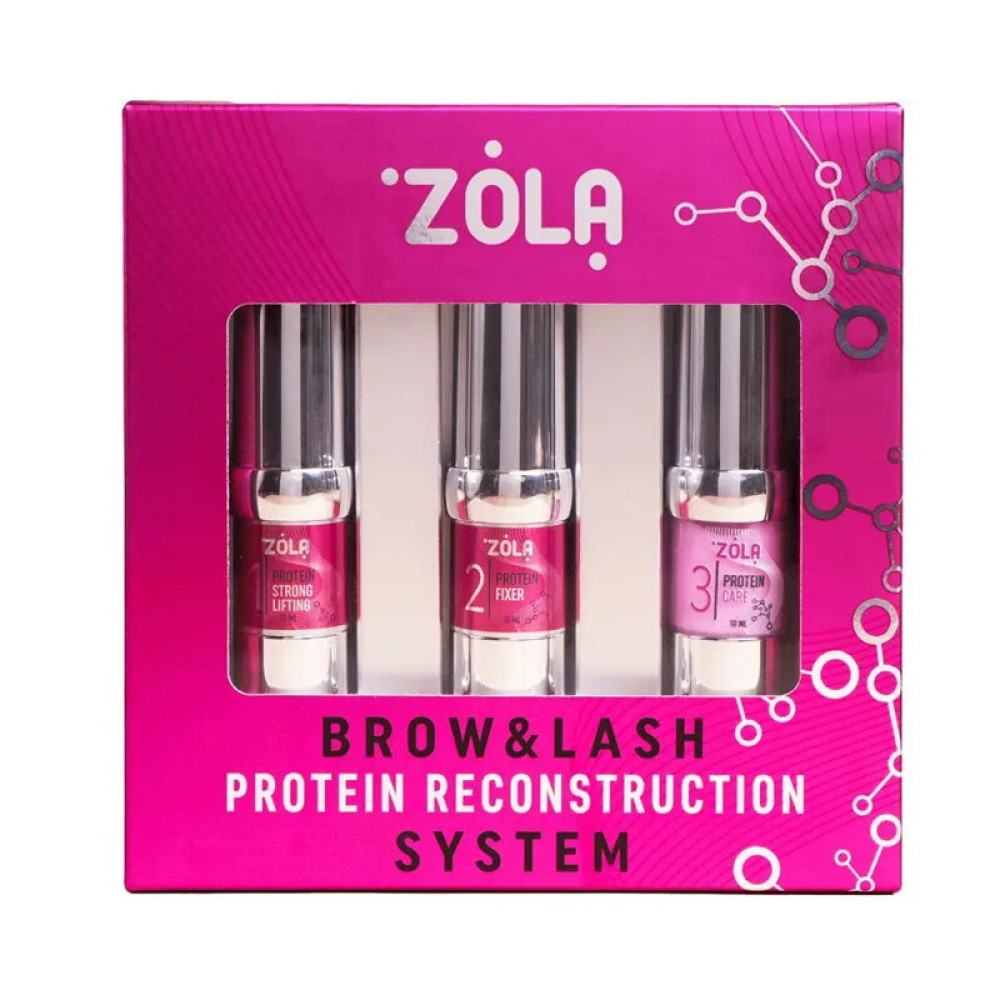 Набір складників для ламінування брів і вій ZOLA Brow&Lash Protein Reconstruction System. № 1.2.3 10 мл