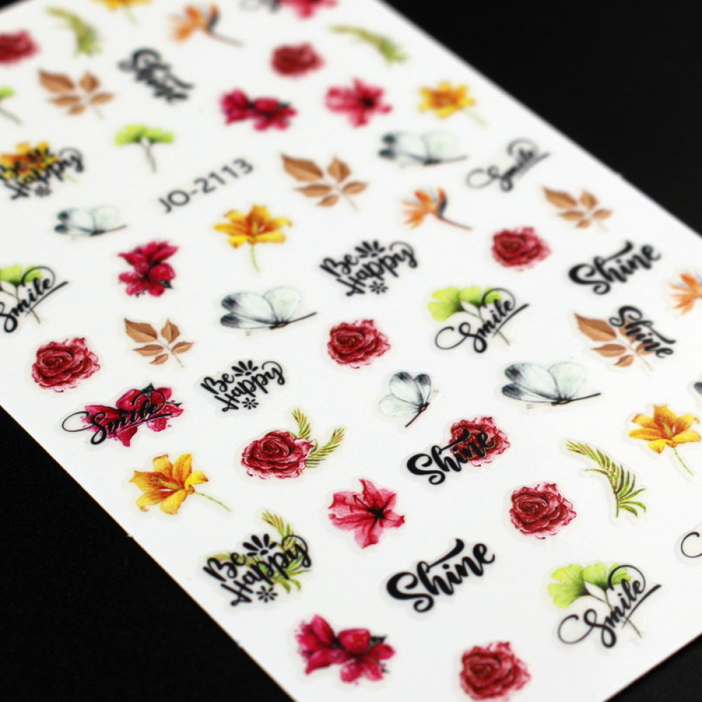 Наклейка для ногтей mART Nail Sticker JO2113 Цветы. надписи
