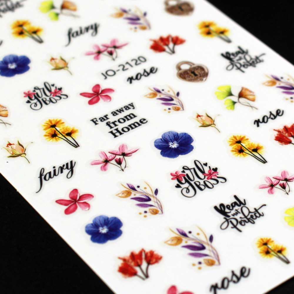 Наклейка для ногтей mART Nail Sticker JO2120 Цветы. надписи