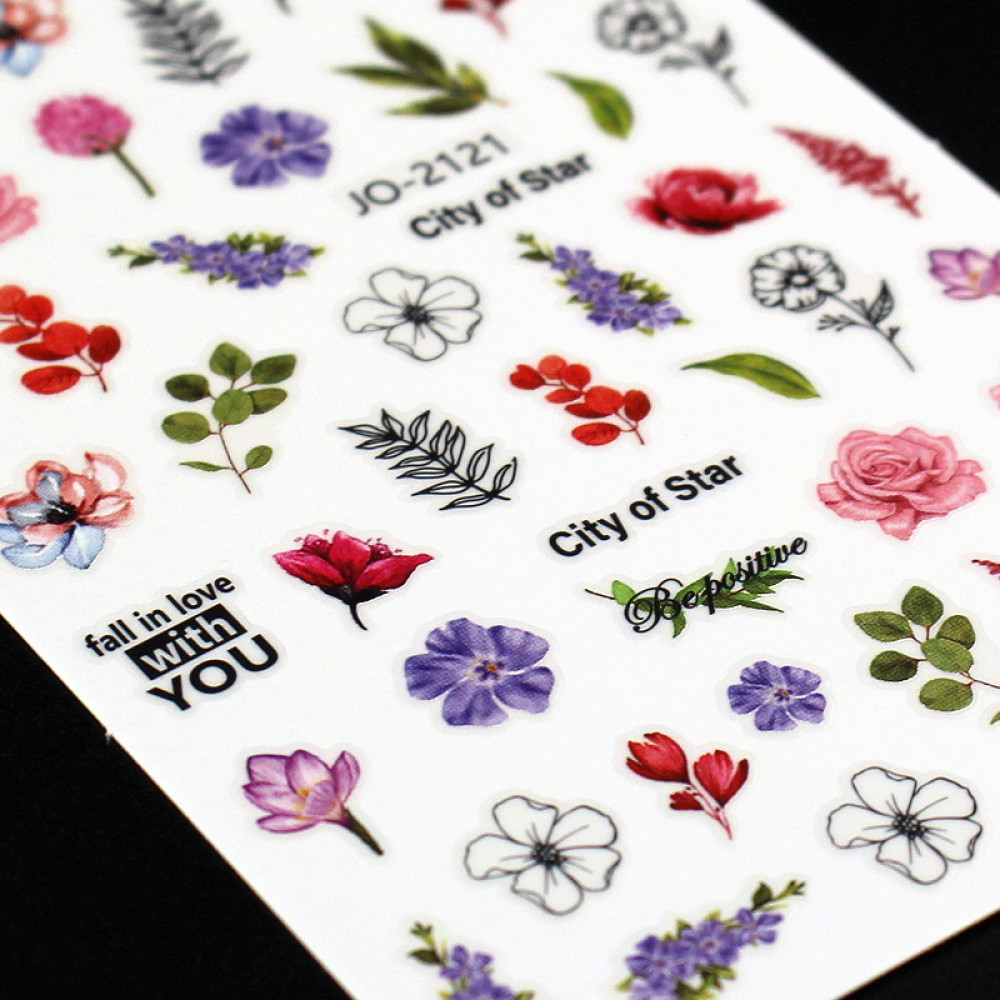 Наклейка для ногтей mART Nail Sticker JO2121 Цветы. надписи