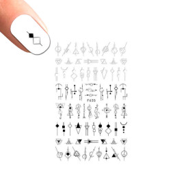 Наклейка для ногтей LBS F 635 Геометрия, цвет белый, черный