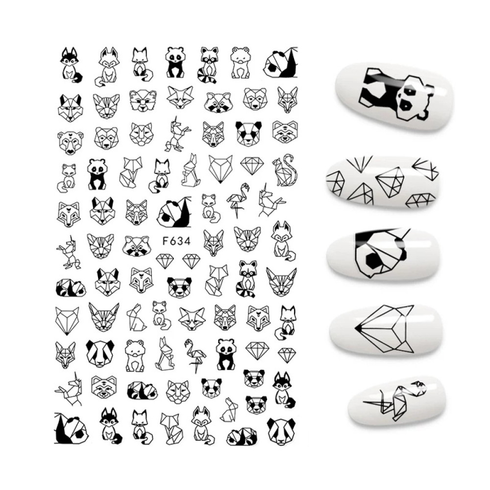Наклейка для нігтів mART Nail Sticker F634 Тварини