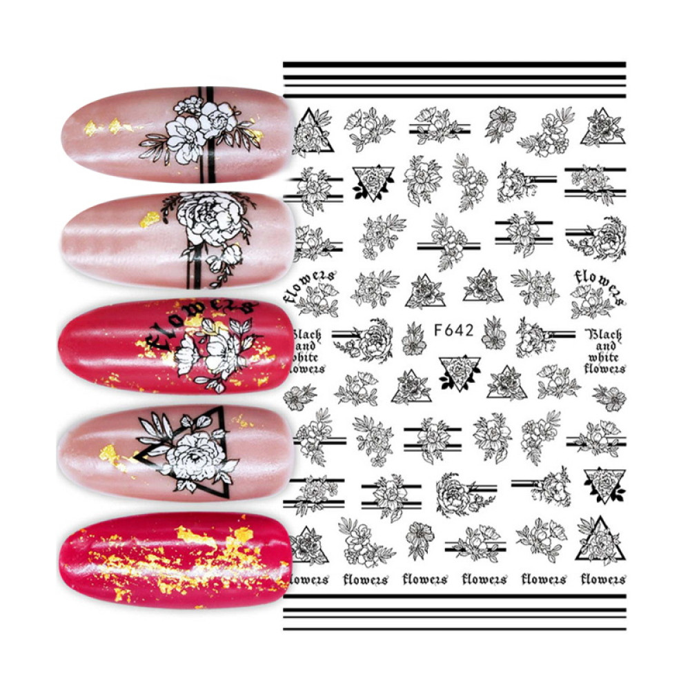 Наклейка для нігтів mART Nail Sticker F642 Квіти