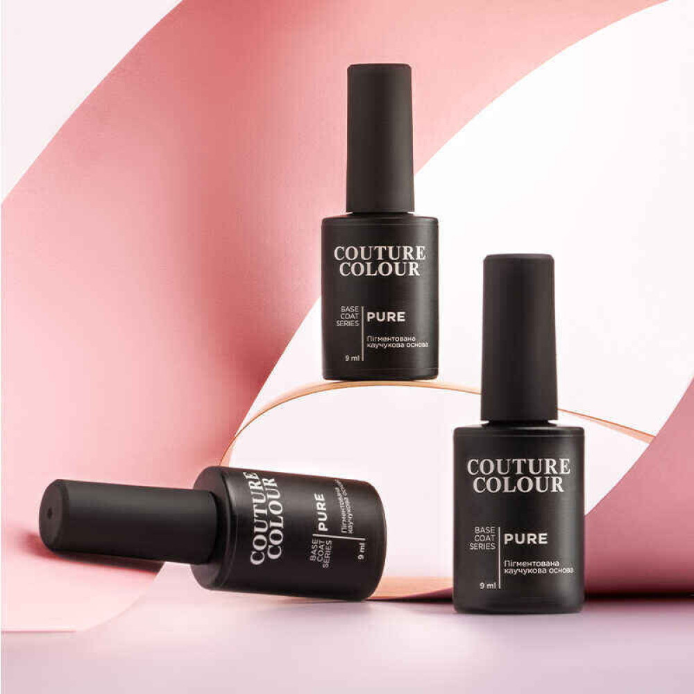 База камуфлююча каучукова для гель-лаку Couture Colour Pure Base Coat 10. рожевий нюд із шимером. 9 мл