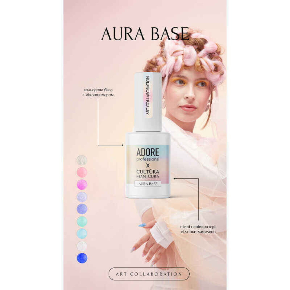 База-хамелеон цветная Adore Professional Aura Base 07 с микроблеском. нежно-голубой. 8 мл