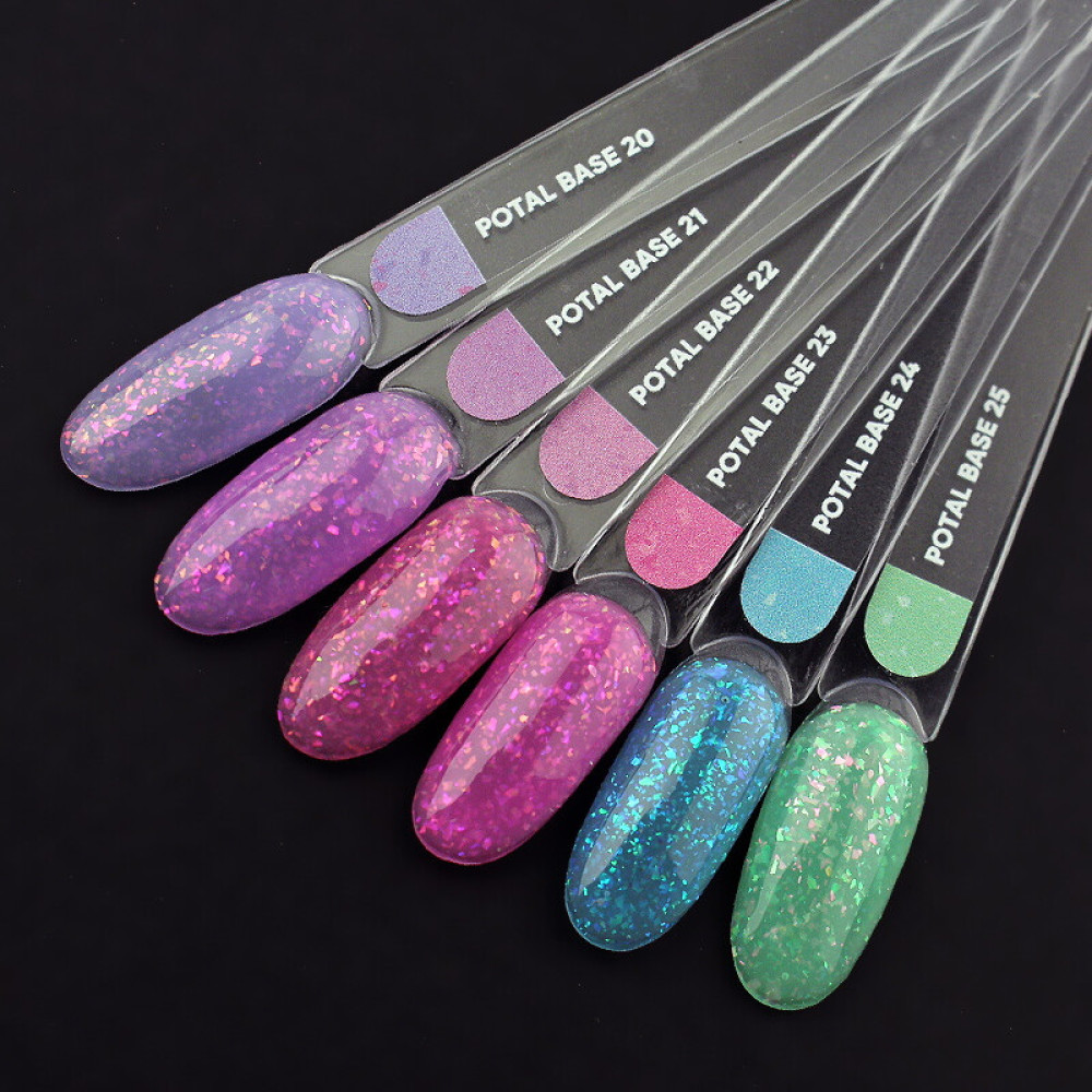 База камуфлююча Nails Of The Day Potal Base 25. салатово-лаймовий з голографічною стильною поталлю. 10 мл