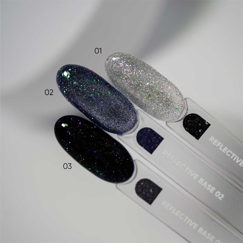 База камуфлююча Nails Of The Night Reflective Base 02. синій. світловідбиваюча. 10 мл