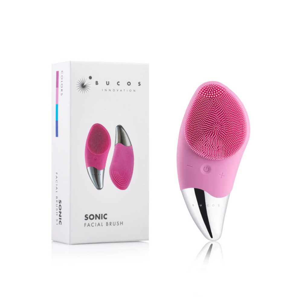 Щетка силиконовая для чистки лица Bucos Sonic Fasial Brush S1, цвет пастельно-розовый