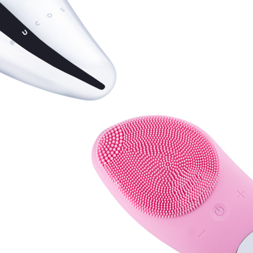 Щетка силиконовая для чистки лица Bucos Sonic Fasial Brush S1. цвет пастельно-розовый