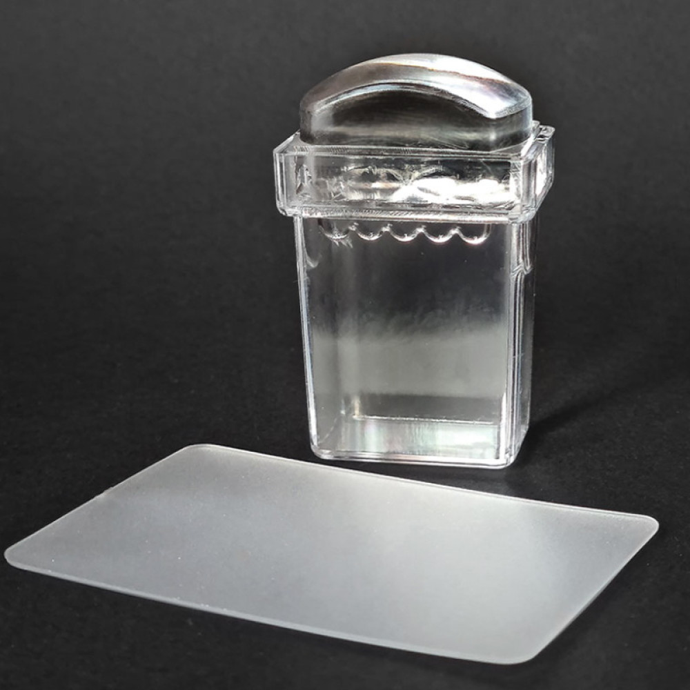 Односторонний прямоугольный силиконовый штамп и скрапер для стемпинга mART. цвет прозрачный