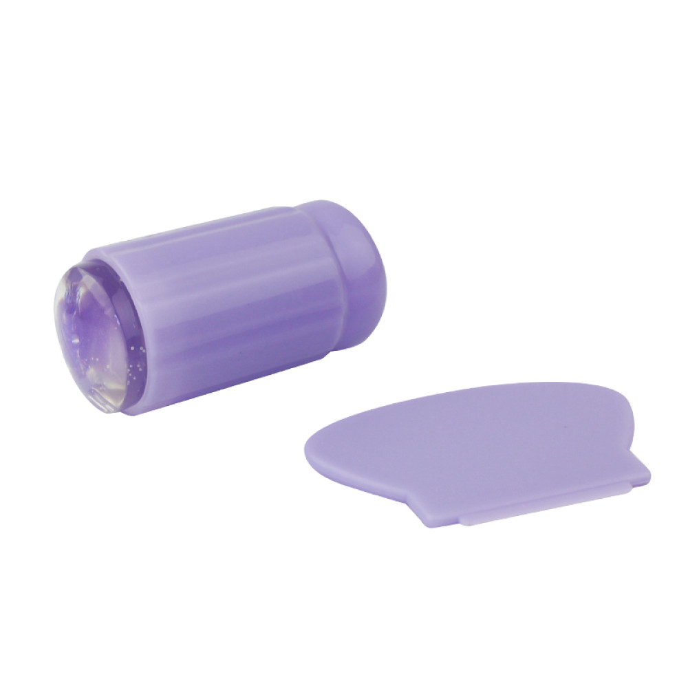 Односторонний силиконовый штамп и скрапер для стемпинга, цвет лиловый