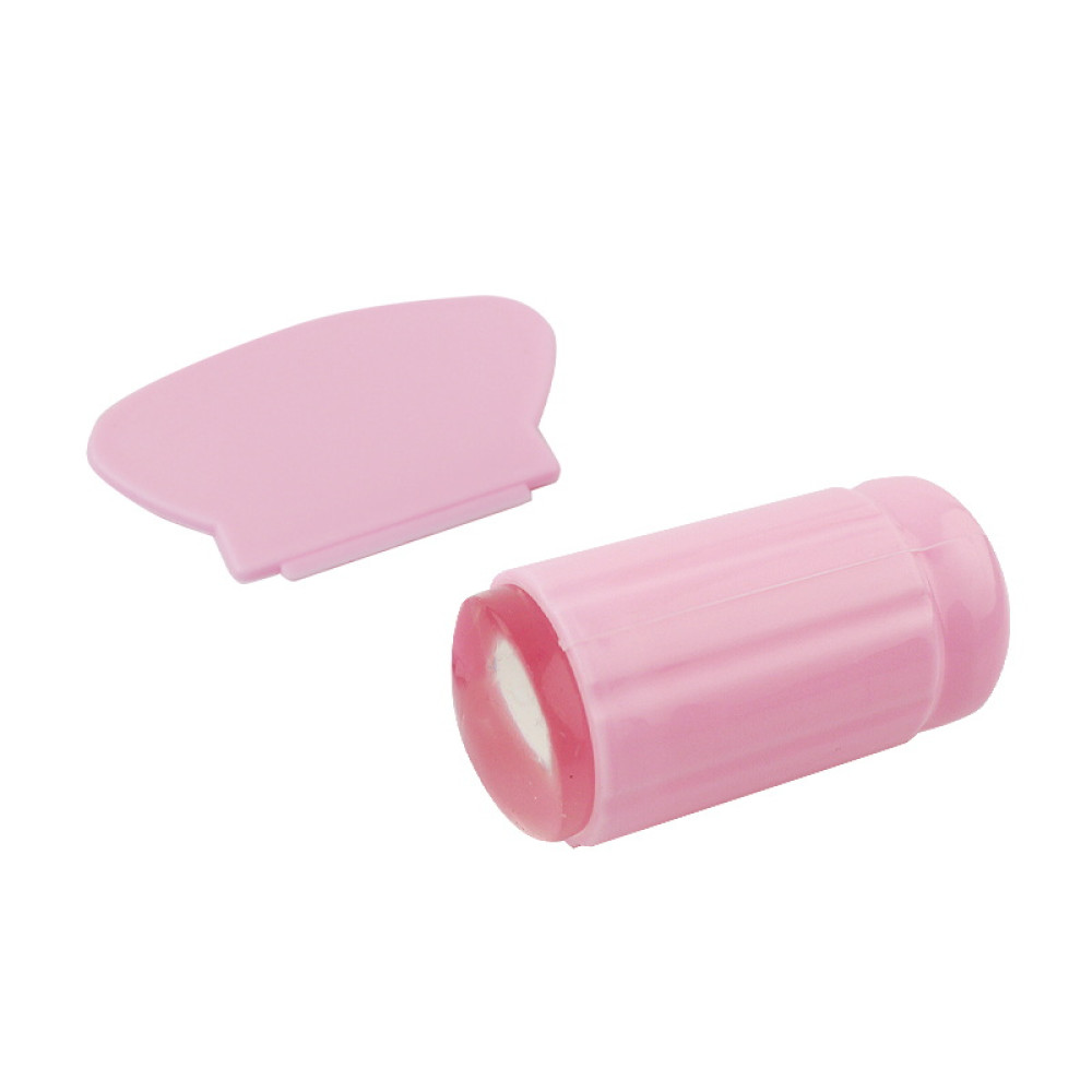 Односторонний силиконовый штамп и скрапер для стемпинга, цвет розовый